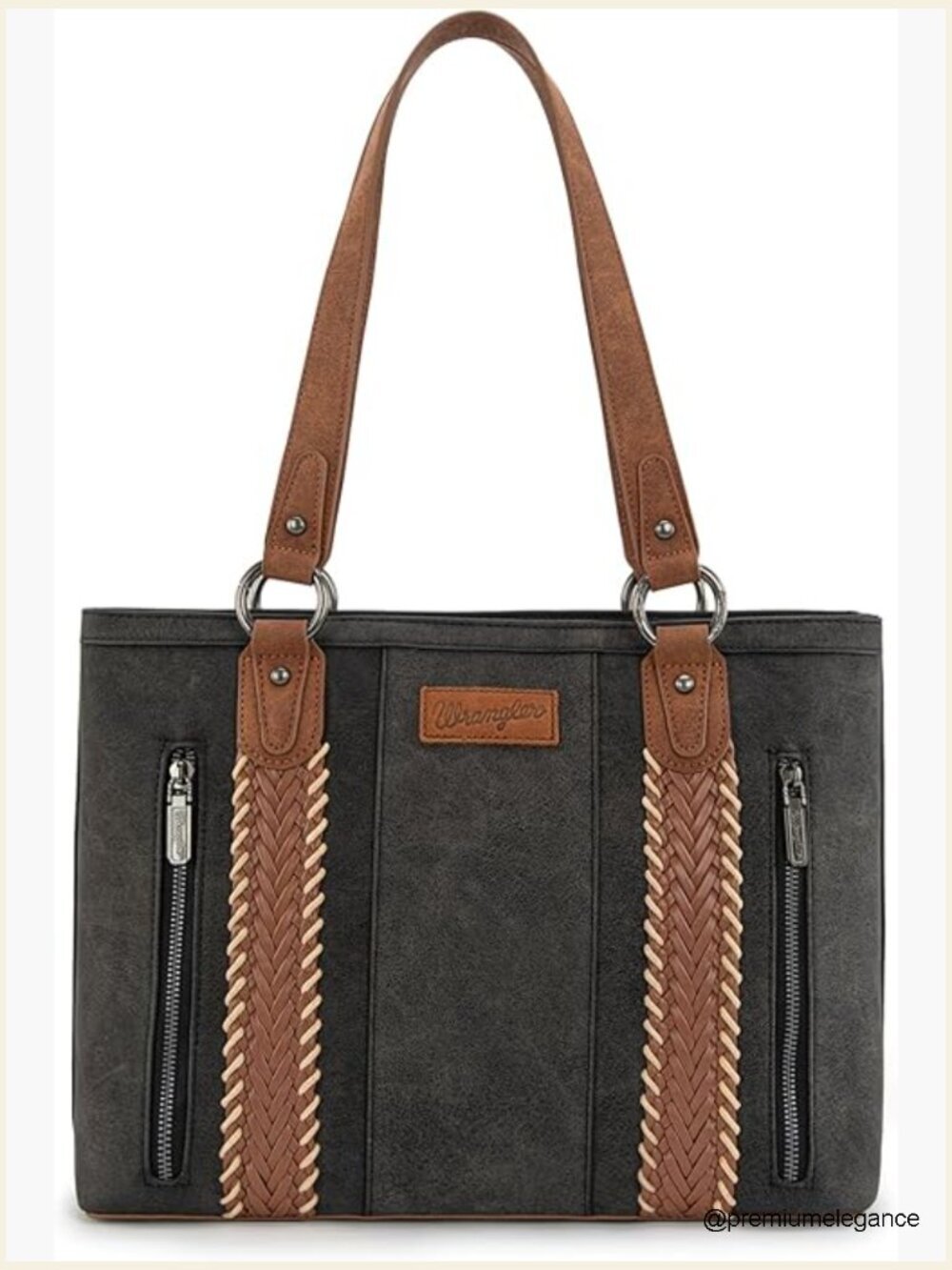 Western Braided Faux Leather Tote Bag with Multiple Pockets
